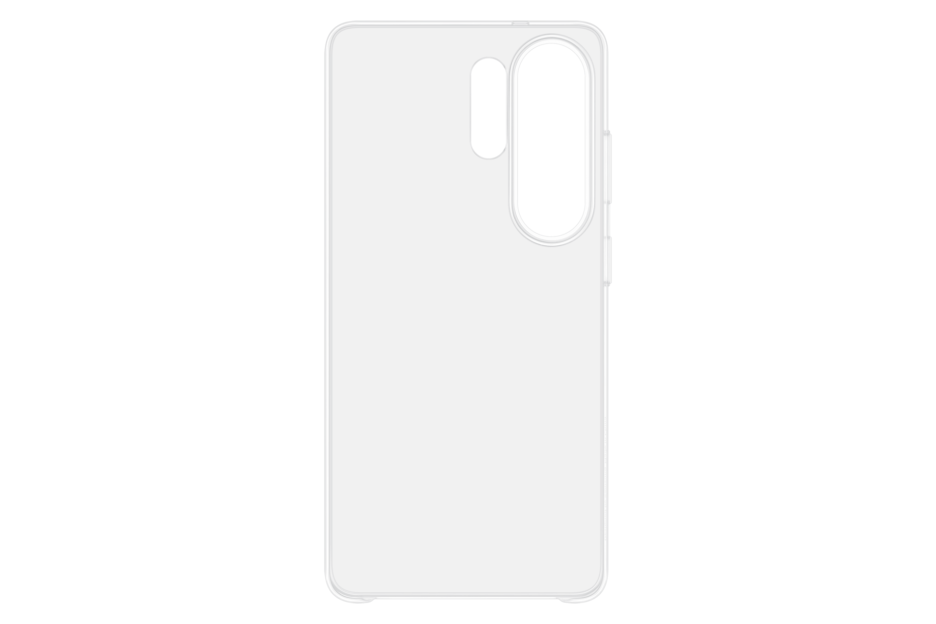 Una custodia bianca per telefono con ritagli per fotocamera e pulsanti.