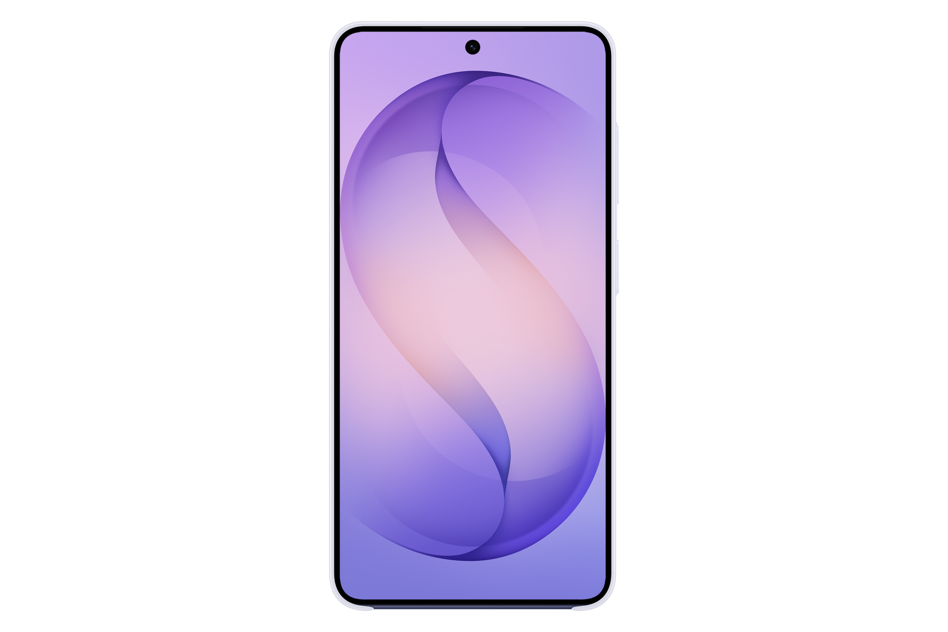 Ein Smartphone mit einem violetten und rosa Hintergrund mit geschwungenen Linien.