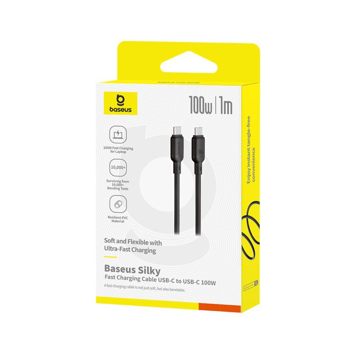 Verpackung für Baseus Silky 100W USB-C Ladekabel mit 1m Länge.