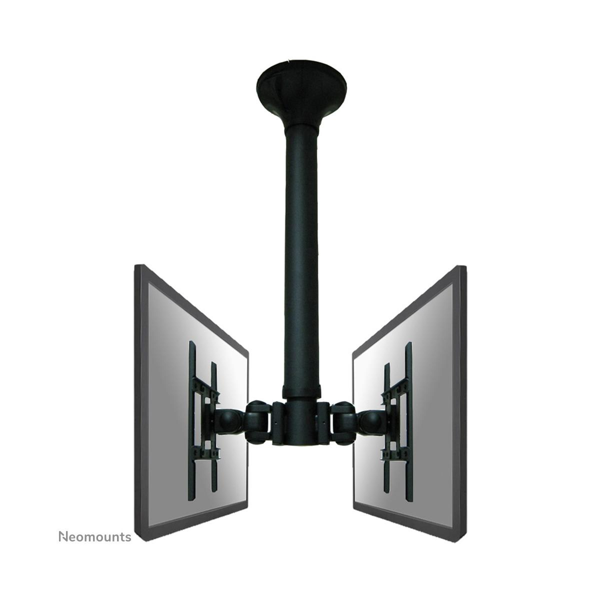 Support plafond noir avec deux écrans fixés sur les côtés.
