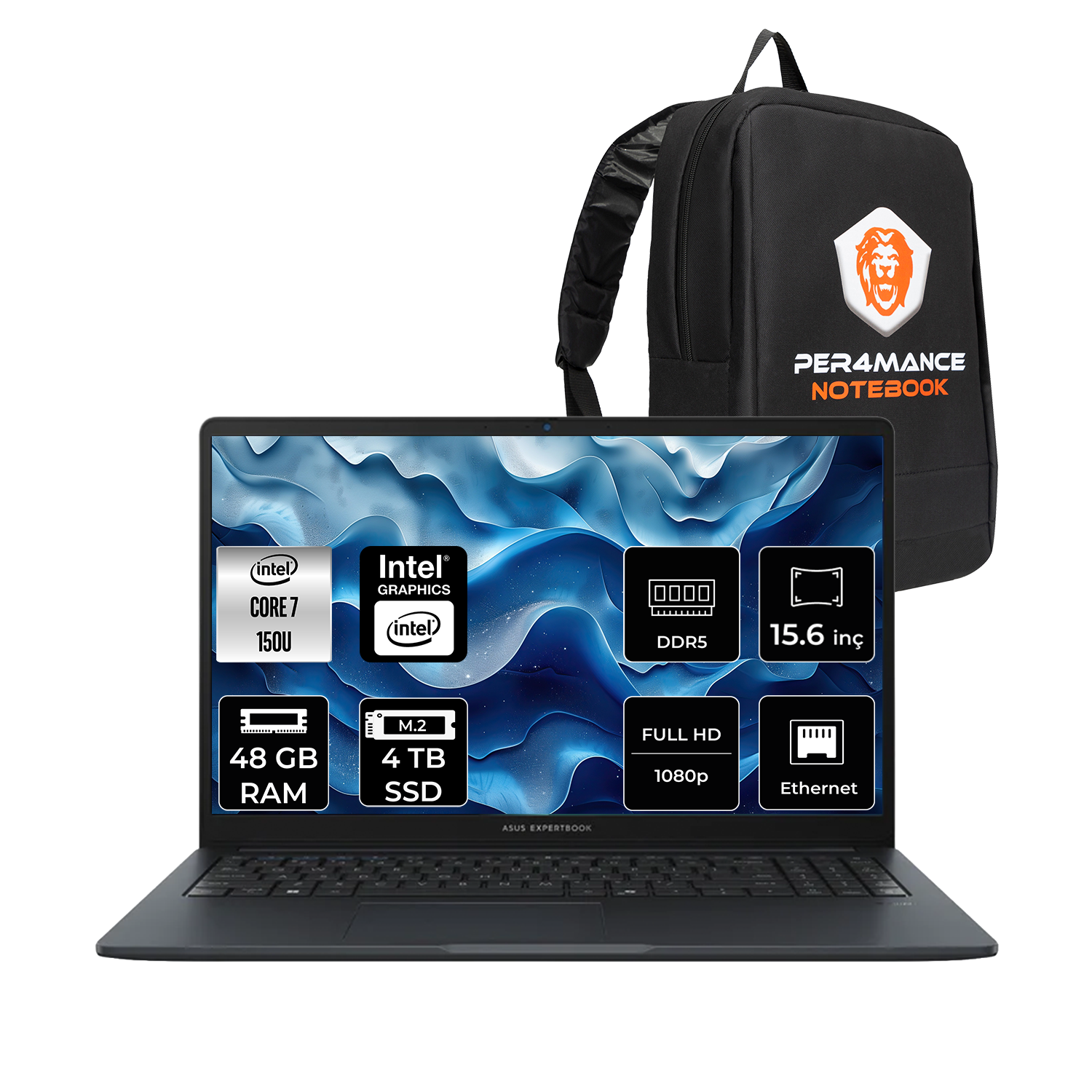 ASUS EB B1 FHD B1503CVAIS78020P330 Intel Core 7 150U 48 GB RAM 4 TB SSD 15,6 inç FreeDOS Laptop+Çanta Gentle Gri