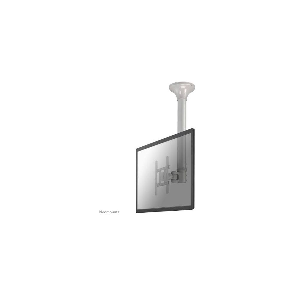 Un moniteur est fixé à un support de plafond sortant du plafond.