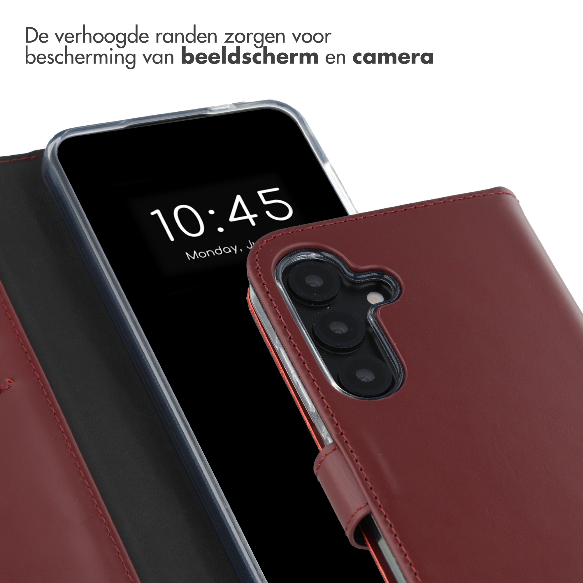 Ein rotes Handycover schützt den Bildschirm und die Kamera.