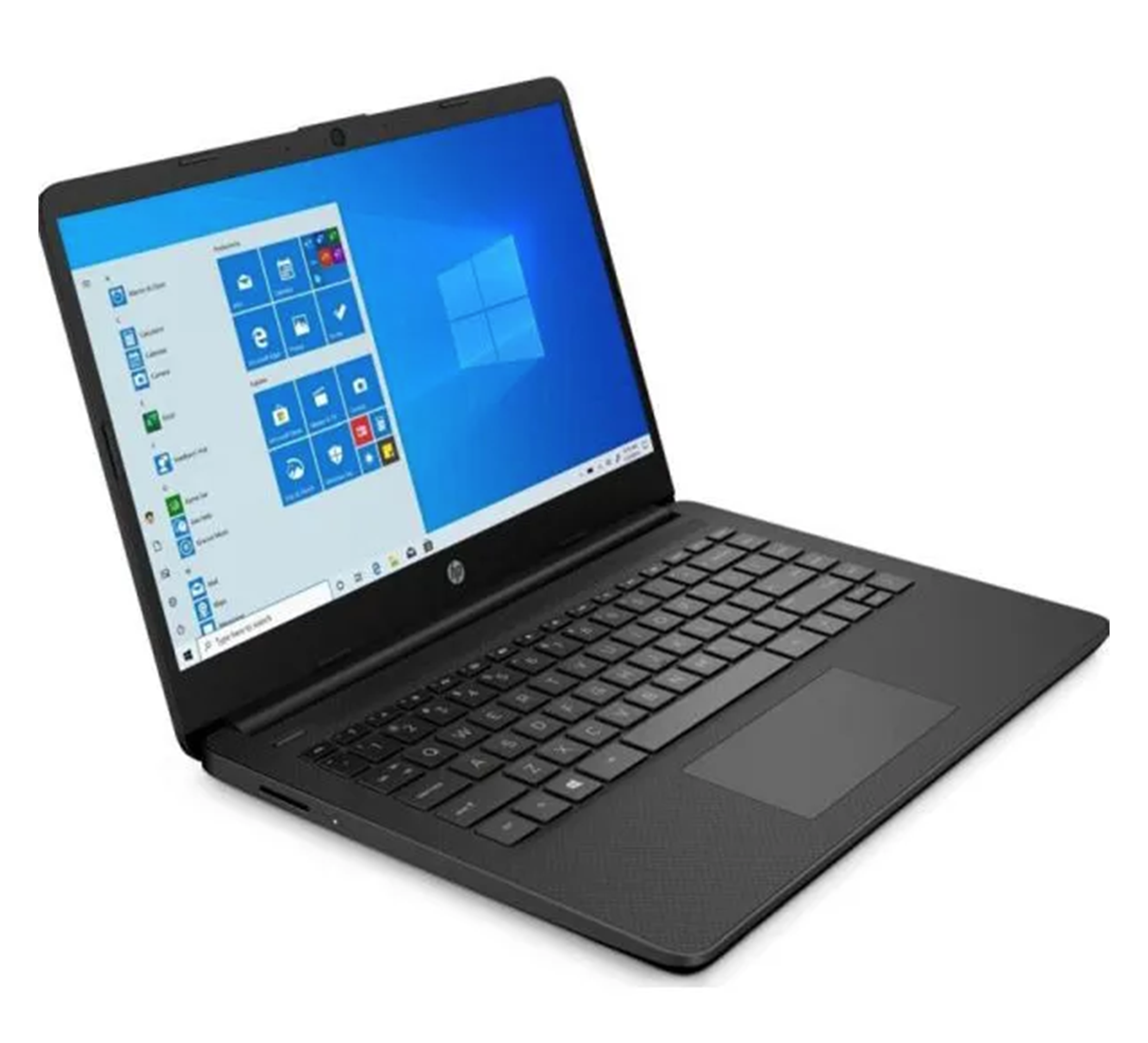 Czarny laptop z systemem Windows 10 na białym tle.