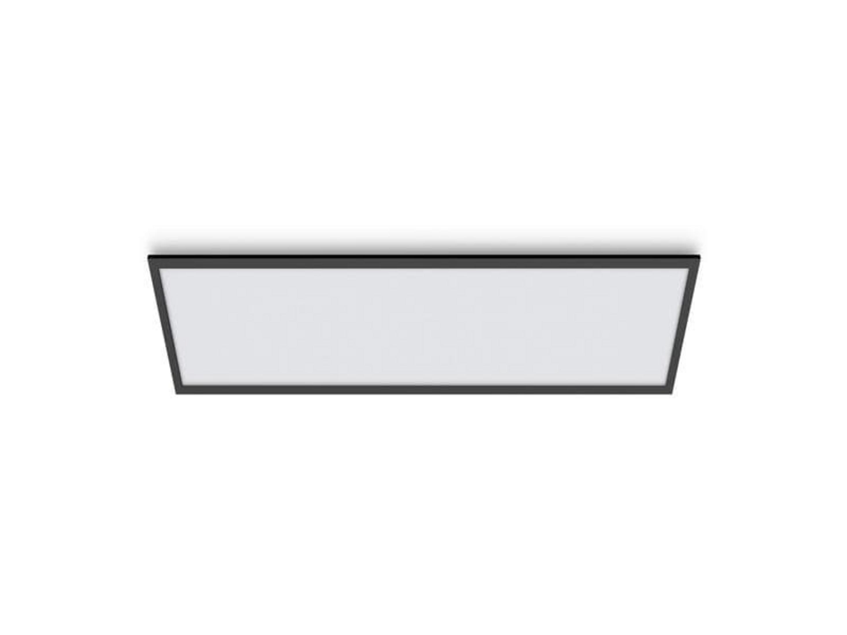 Una plafoniera rettangolare con cornice nera e centro bianco.