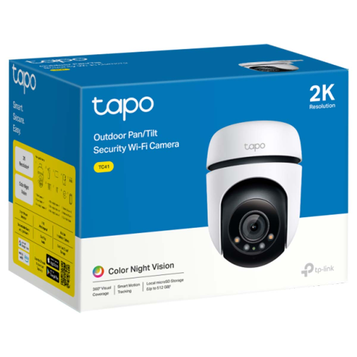 Kamera Wi-Fi Tapo 2K zewnętrzna Pan/Tilt z kolorową wizją nocną.