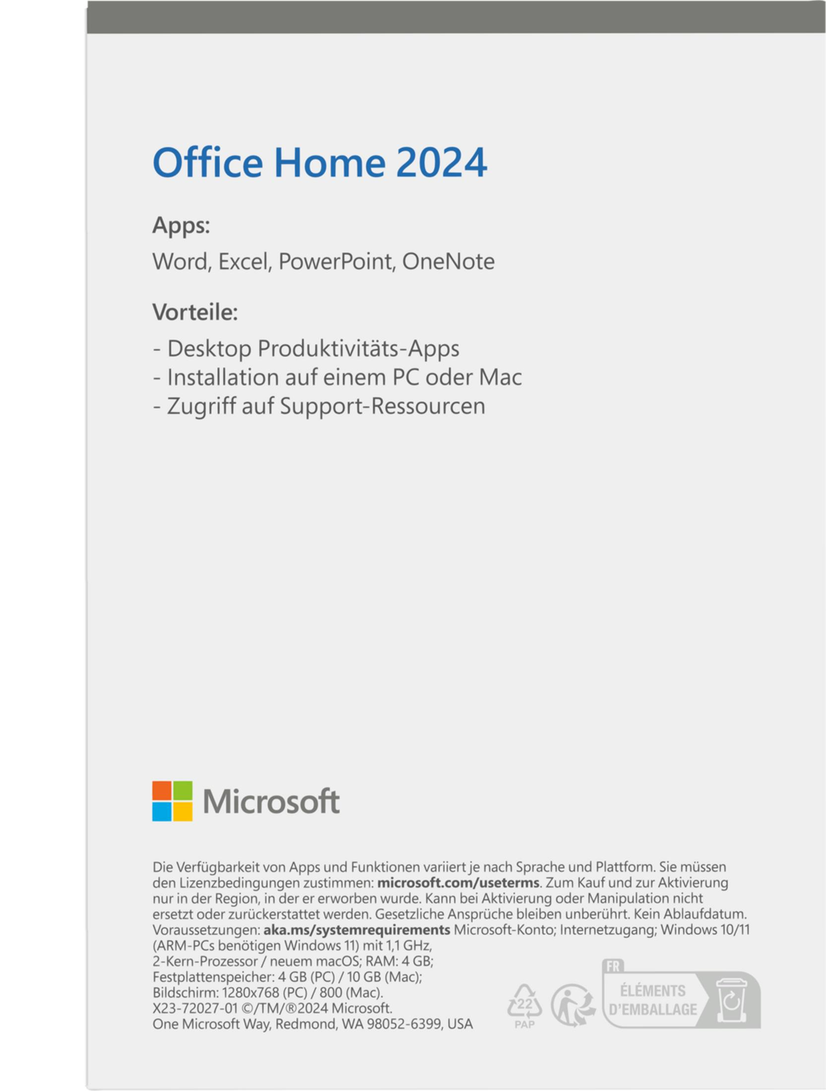 Office Home 2024 z aplikacjami takimi jak Word, Excel, PowerPoint, OneNote.