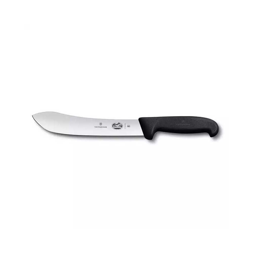 Siyah saplı kavisli bir Victorinox bıçağı.