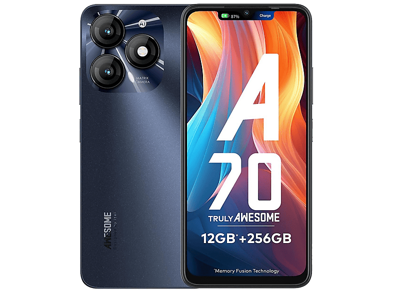 ITEL A70, Negro, Móvil Android, 256 GB, 4 GB RAM, 6,6