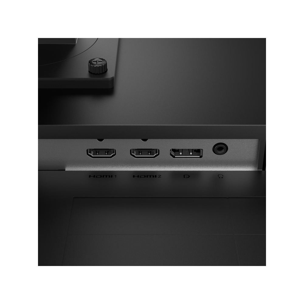 Monitör bağlantı noktalarının yakın çekimi: iki HDMI, bir DisplayPort ve ses jakı.