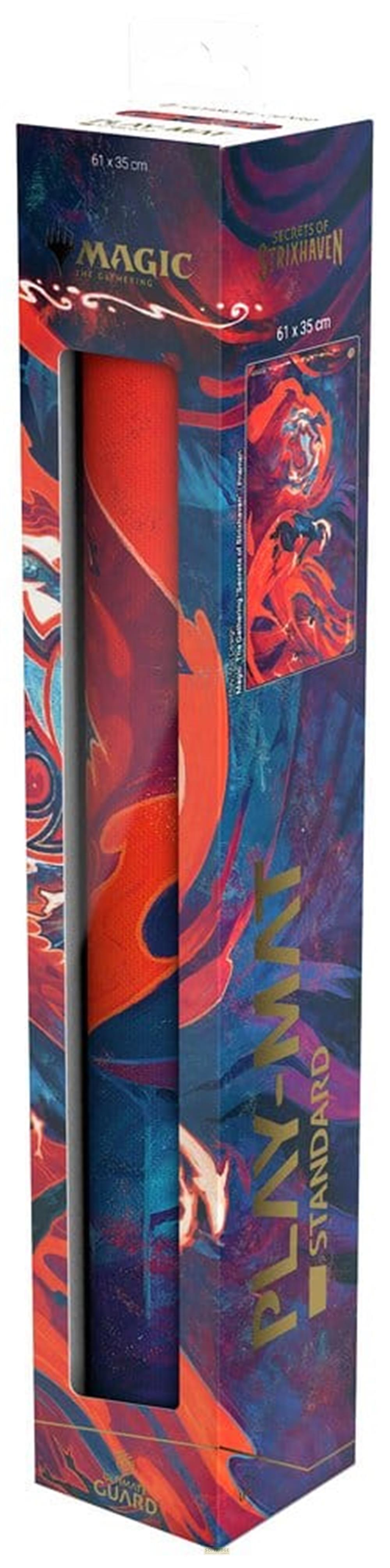 Verpackung für ein Magic: The Gathering Spielbrett mit abstraktem Design.