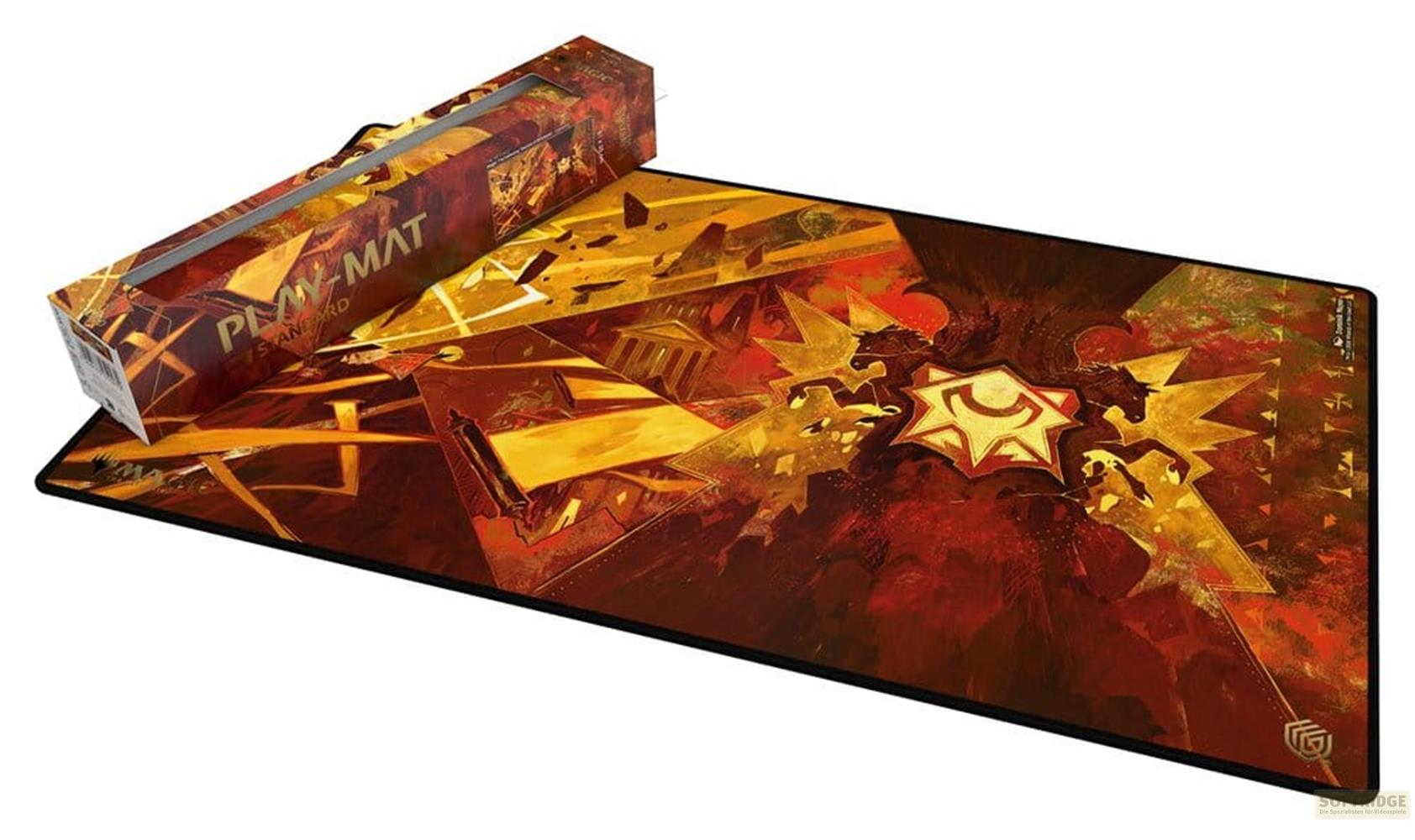 Tappetino da gioco con drago rosso e oro, con scatola abbinata.