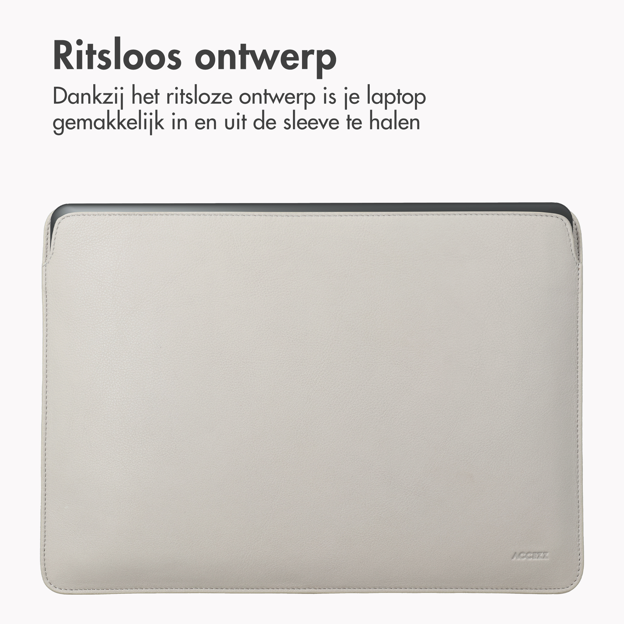 Graue Laptop-Hülle aus Leder mit dem Logo 'ACCEZZ'.