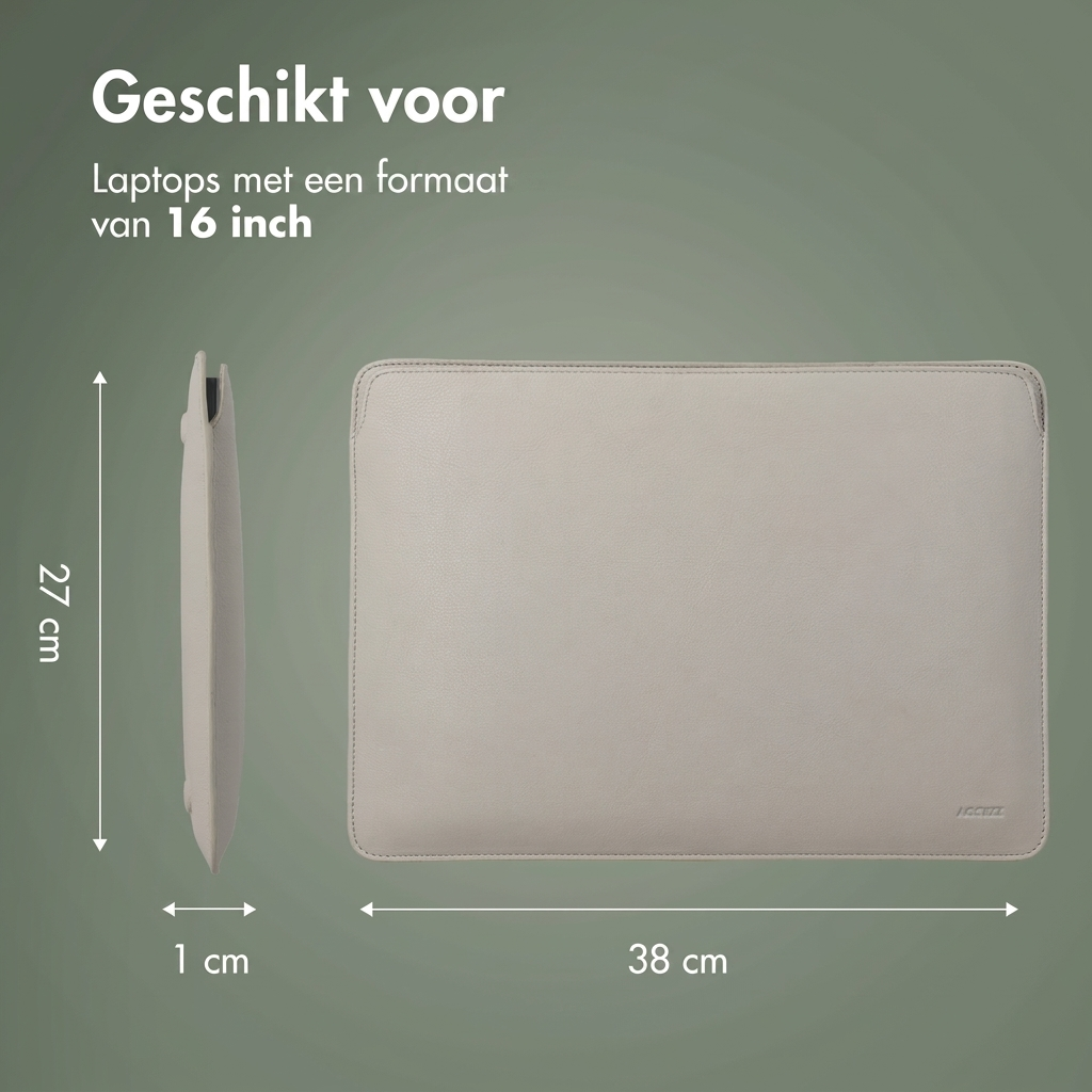 Graue Laptoptasche, 38x27x1cm, für 16-Zoll-Laptops.