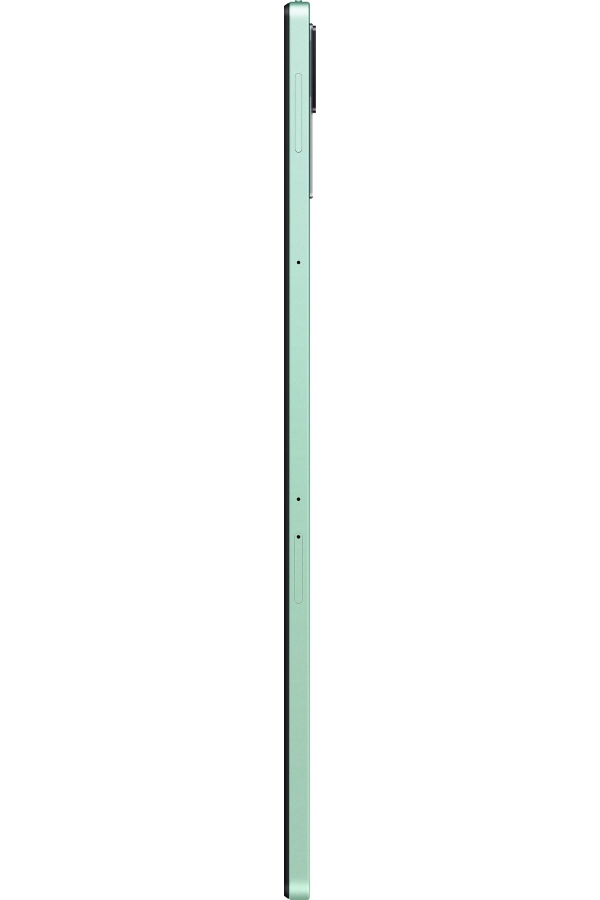 Açık yeşil bir akıllı telefon yandan gösteriliyor. Yan tarafında düğmeler var.