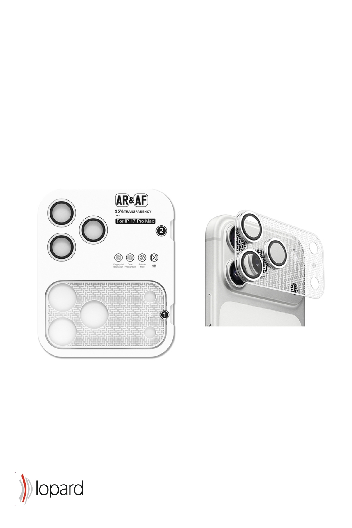 iPhone 17 Pro Max için AR&AF ve %95 şeffaflıkta lens koruyucu.
