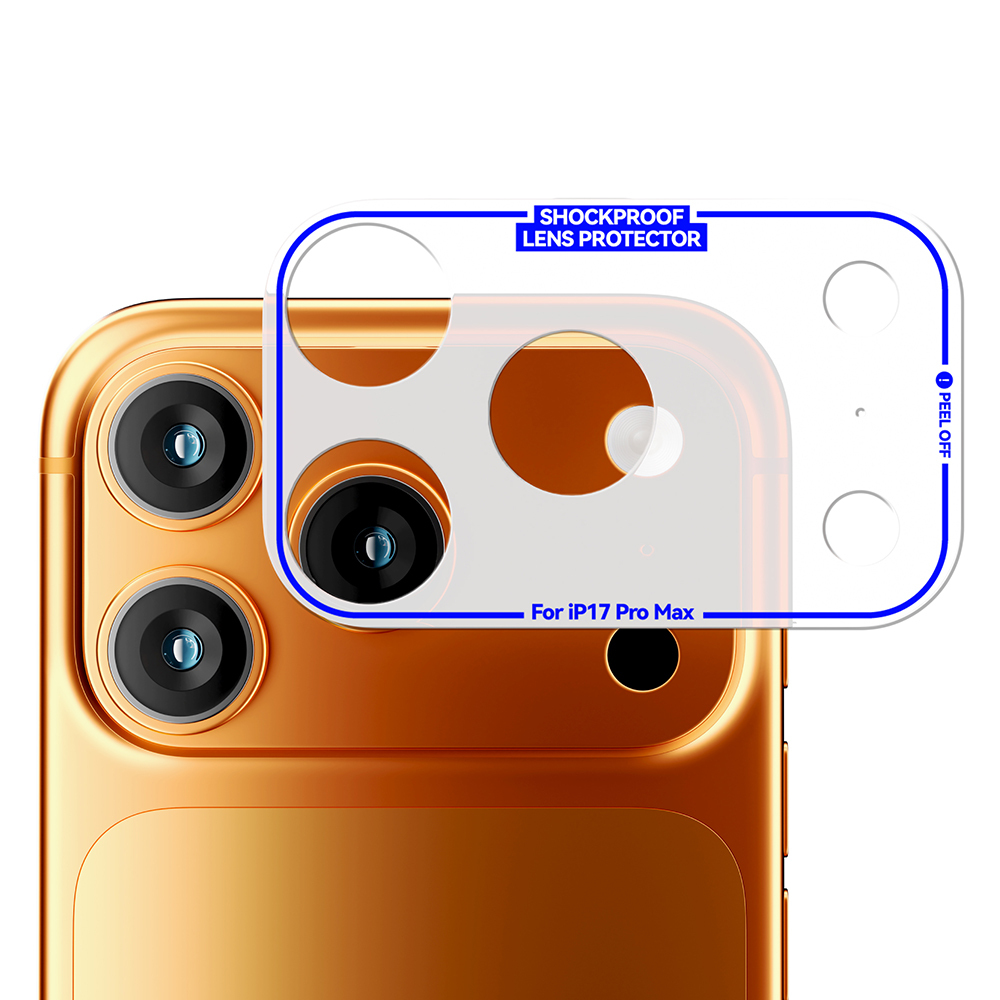 iPhone 17 Pro Max kameraları için darbe emici lens koruyucu.