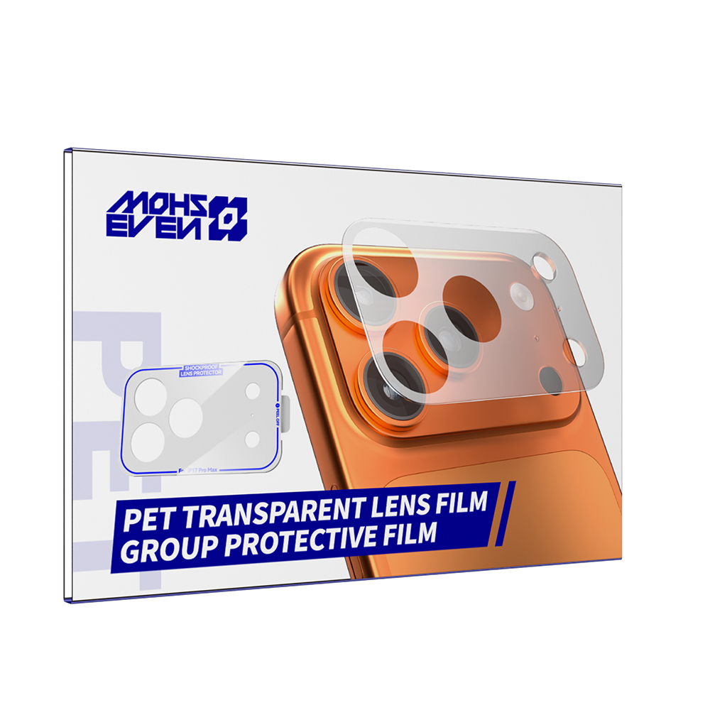 Turuncu telefondaki kamera için PET şeffaf lens koruyucu film.