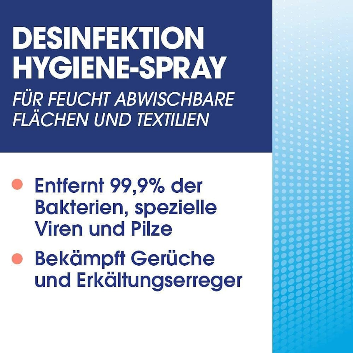 Desinfektions-Hygiene-Spray für abwischbare Flächen und Textilien.