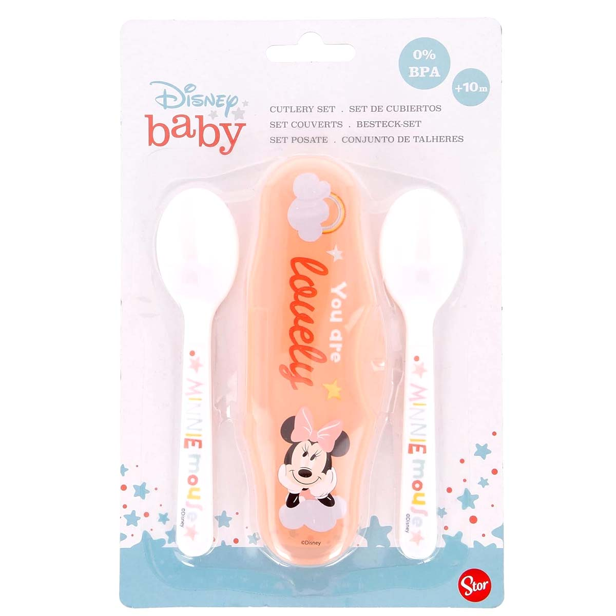 Set posate Disney Baby con Minnie Mouse, 2 cucchiai e astuccio, da 10 mesi.