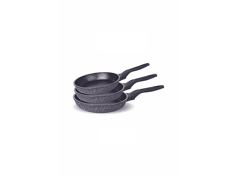 FMS D3000 Döküm Granit 3 Parça (20-24-28 cm) Tava Seti Siyah