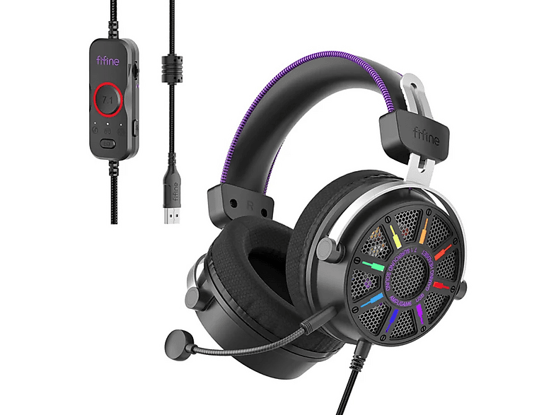 Fifine Ampligame H19 Mikrofonlu 7.1 RGB Siyah Gaming Kulaklık