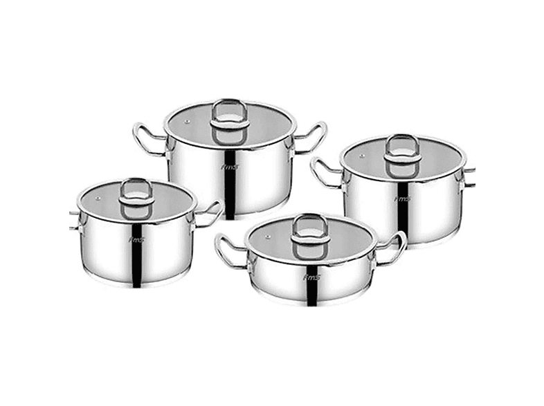 FMS Vizyon 8 Parça Çelik Metal Kulp Tencere Seti Gri