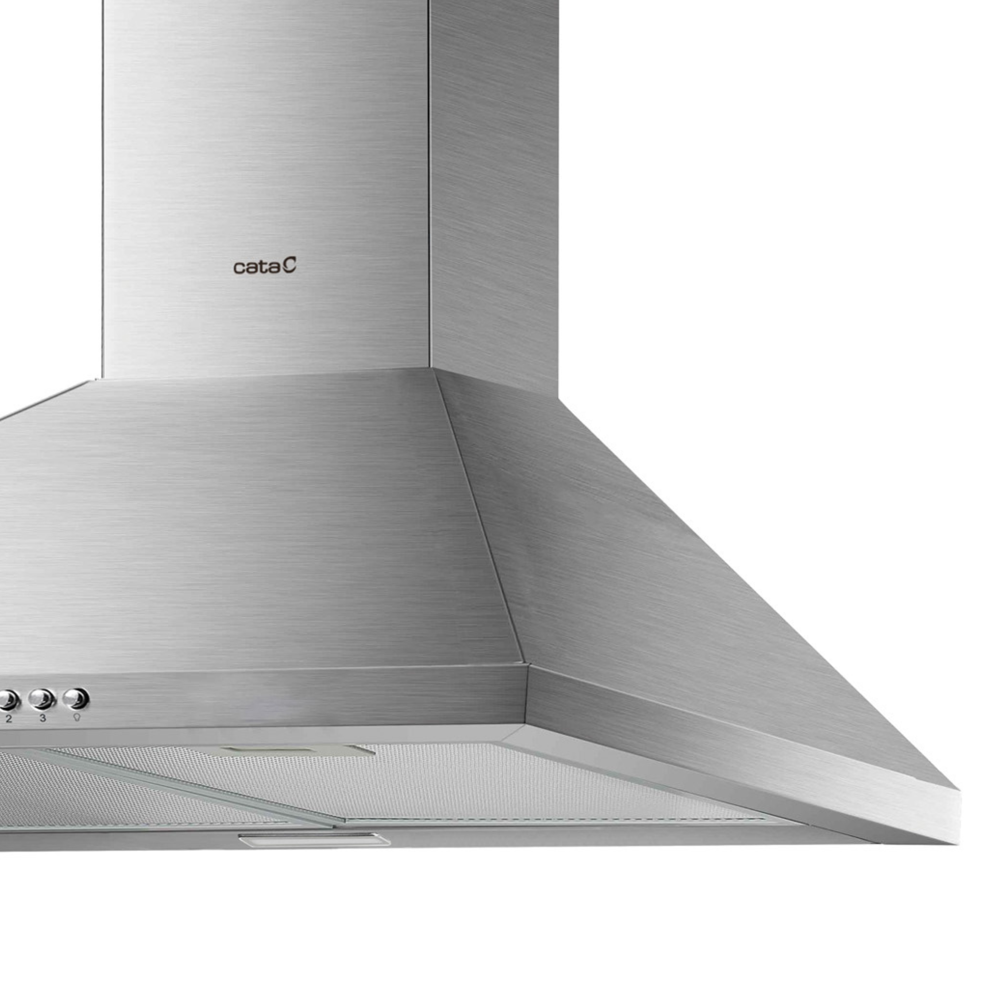 Una campana extractora de acero inoxidable con controles y filtros.