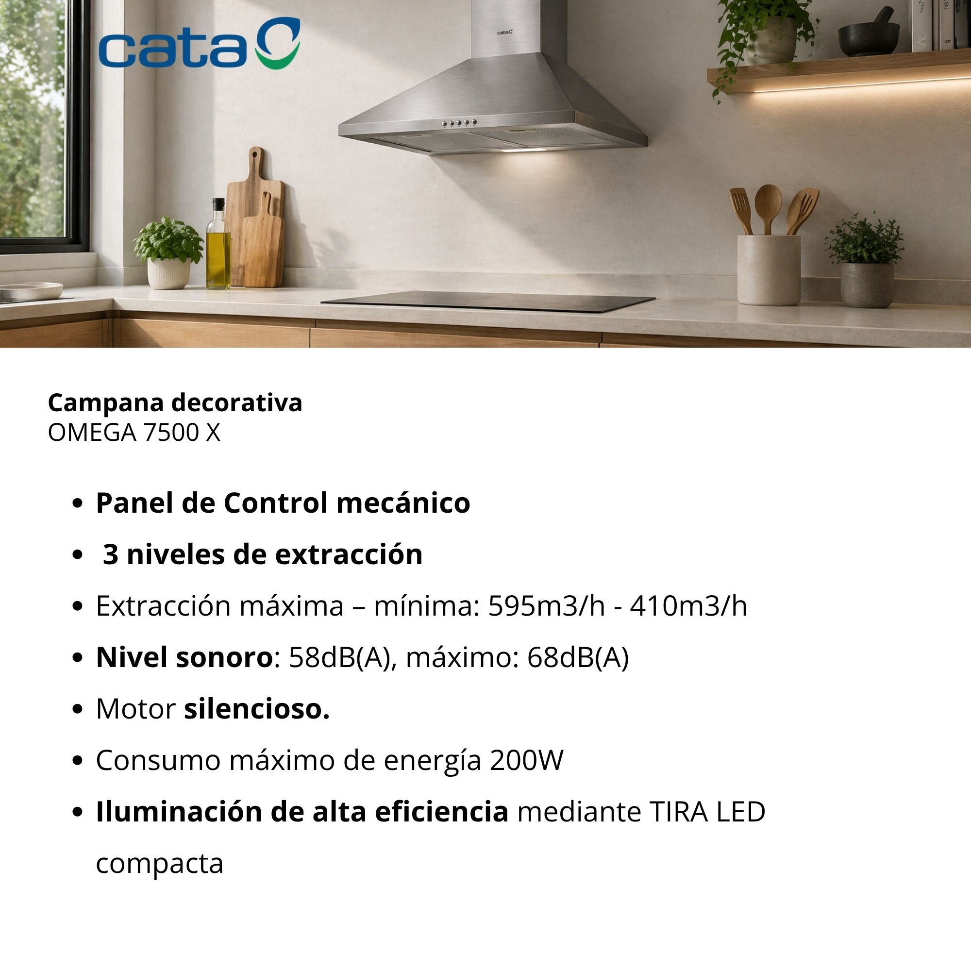 Una campana extractora decorativa de acero inoxidable sobre una placa.