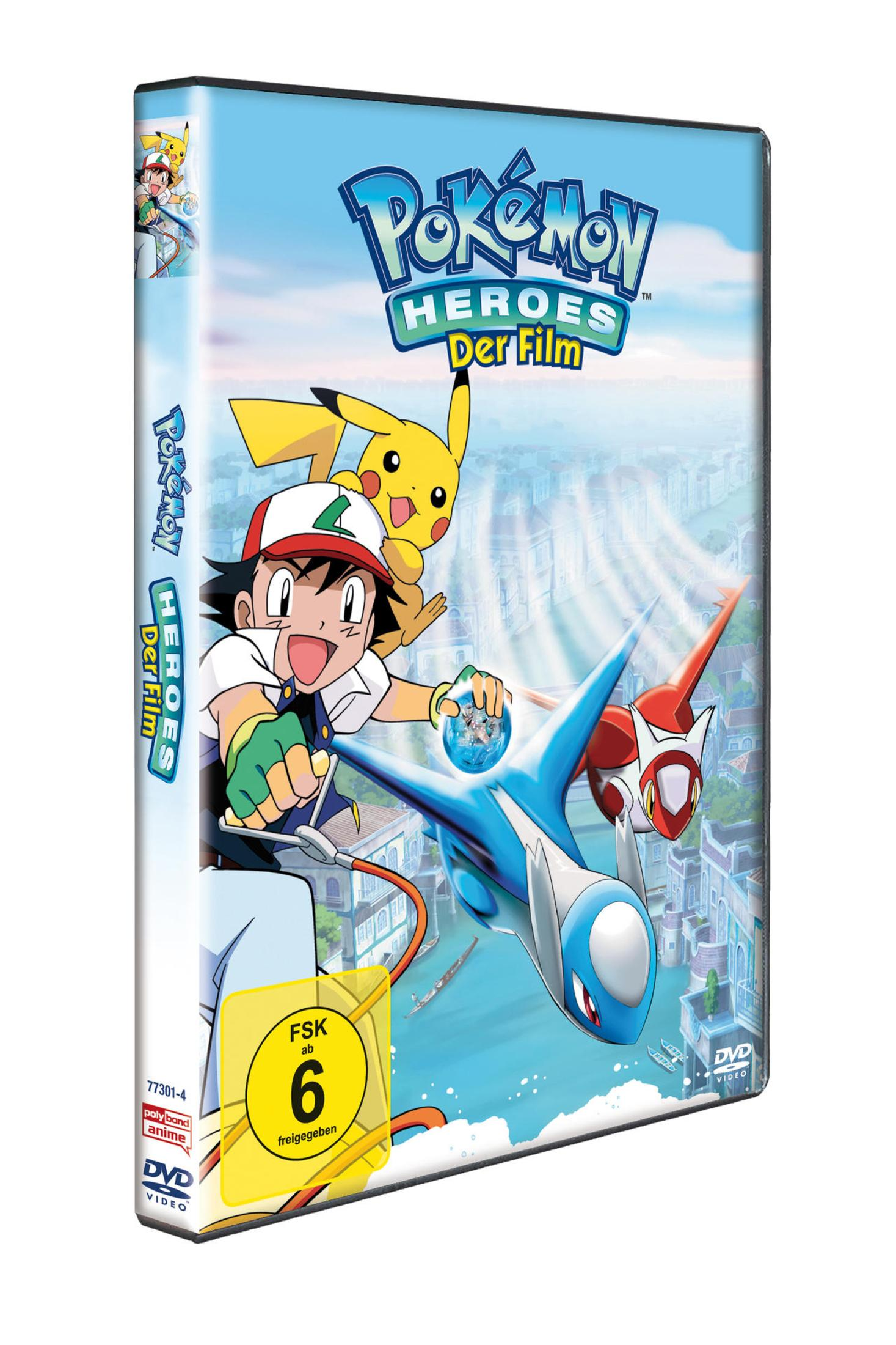 DVD-Hülle von Pokémon Heroes: Der Film mit Ash, Pikachu und zwei fliegenden Pokémon.