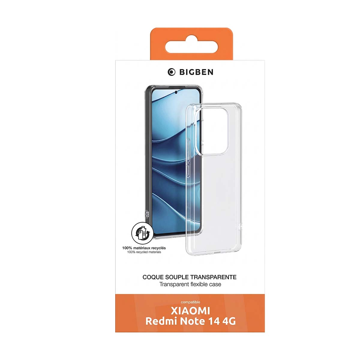 Emballage pour une coque transparente pour Xiaomi Redmi Note 14 4G.