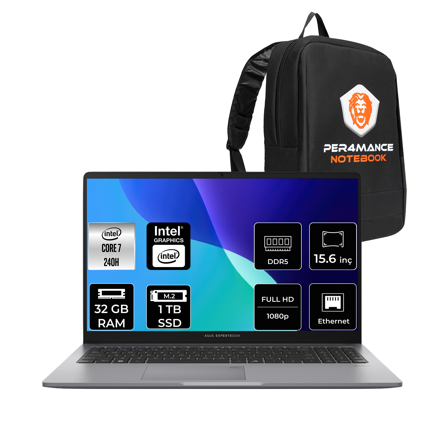 ASUS EB P1 FHD P150316512G0DP318 Intel® Core™ 7 240H 32 GB RAM 1 TB SSD 15,6 inç FreeDOS Laptop+Çanta Misty Grey