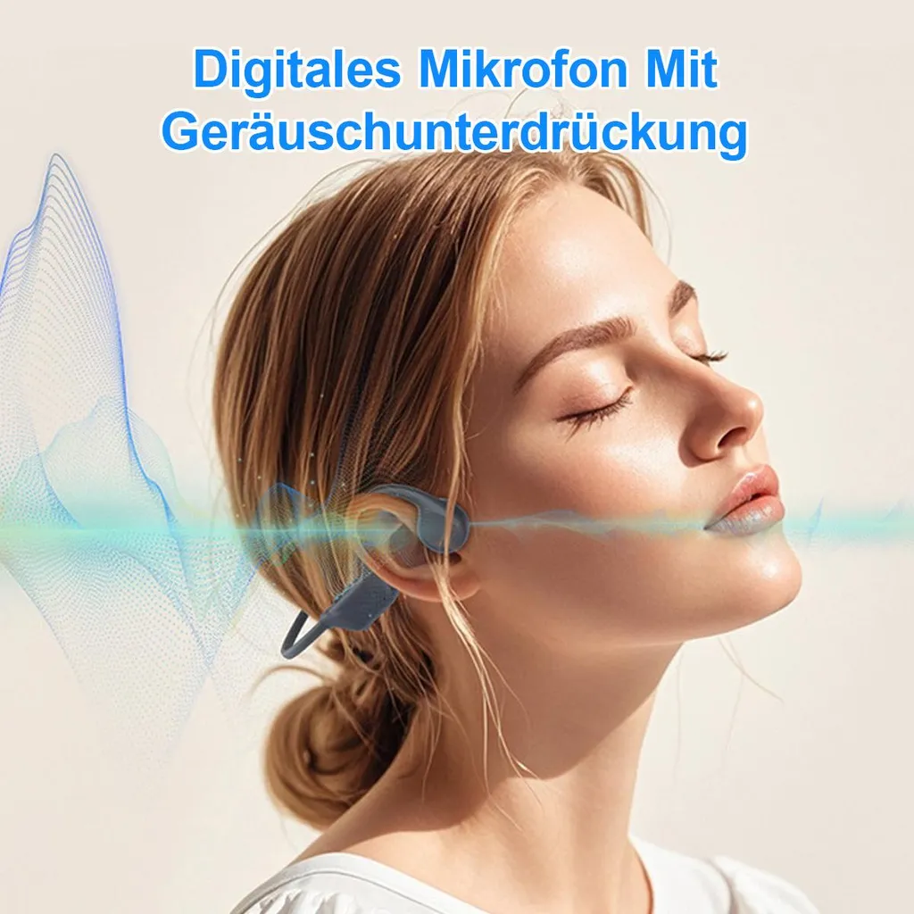 Frau mit Kopfhörern, die Schallwellen visualisieren.