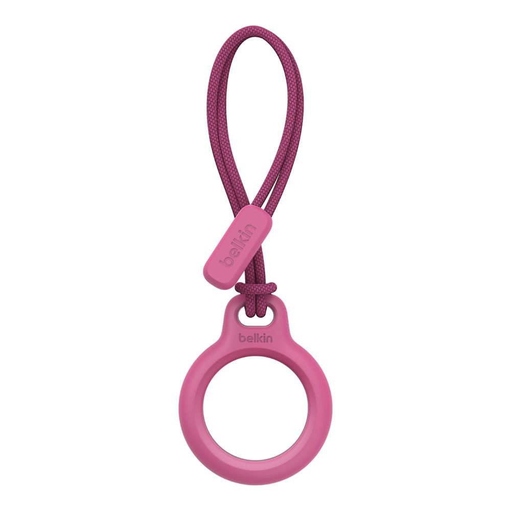 Un anello Belkin rosa con cordino, per AirTag
