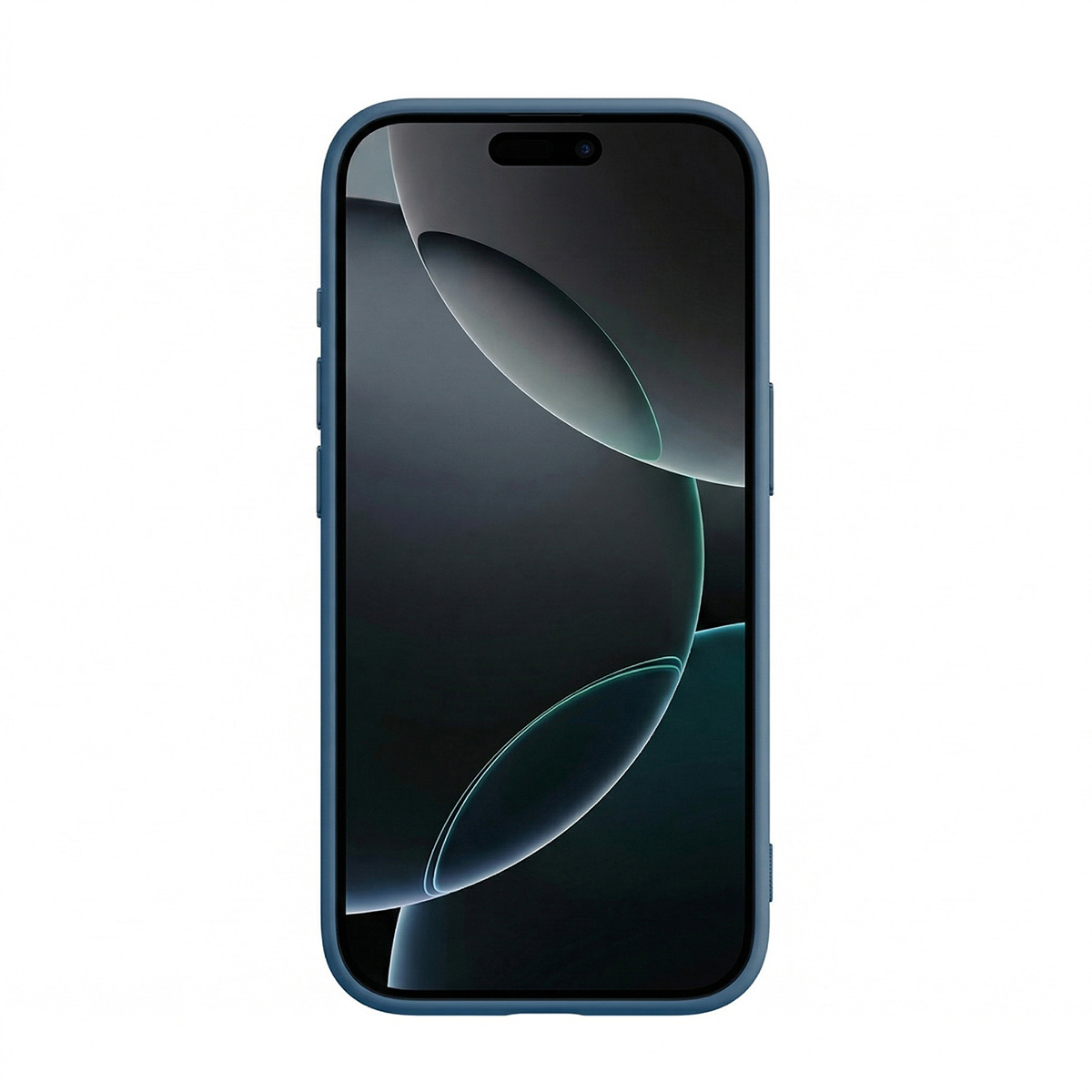 Ein dunkelblauer Handyhülle mit einem Smartphone im Inneren.