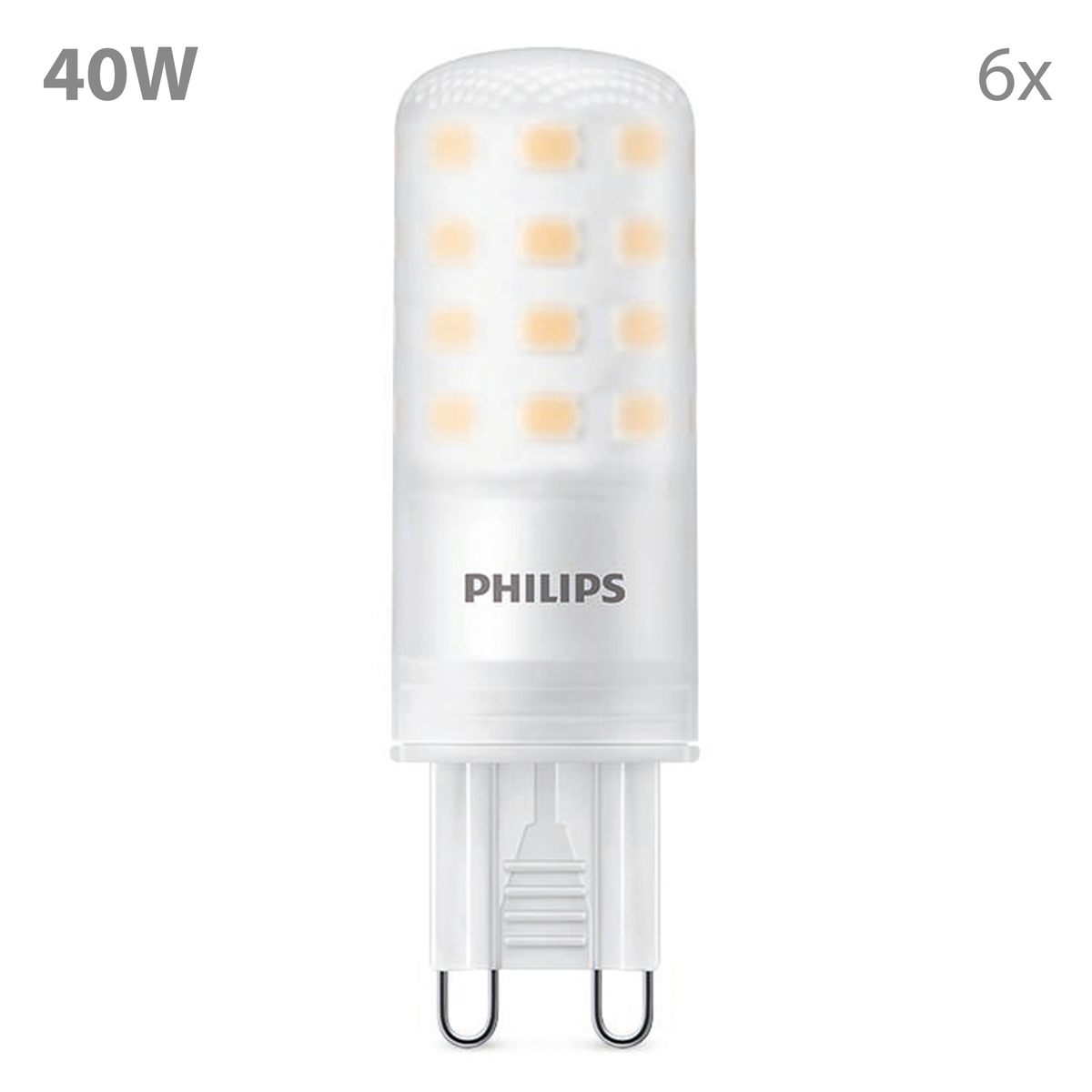 Bombilla LED Philips blanca con base G9, 40W, paquete de 6.