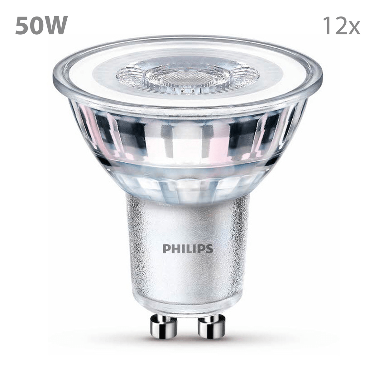 Een 50W Philips lamp met GU10 fitting, 12x.