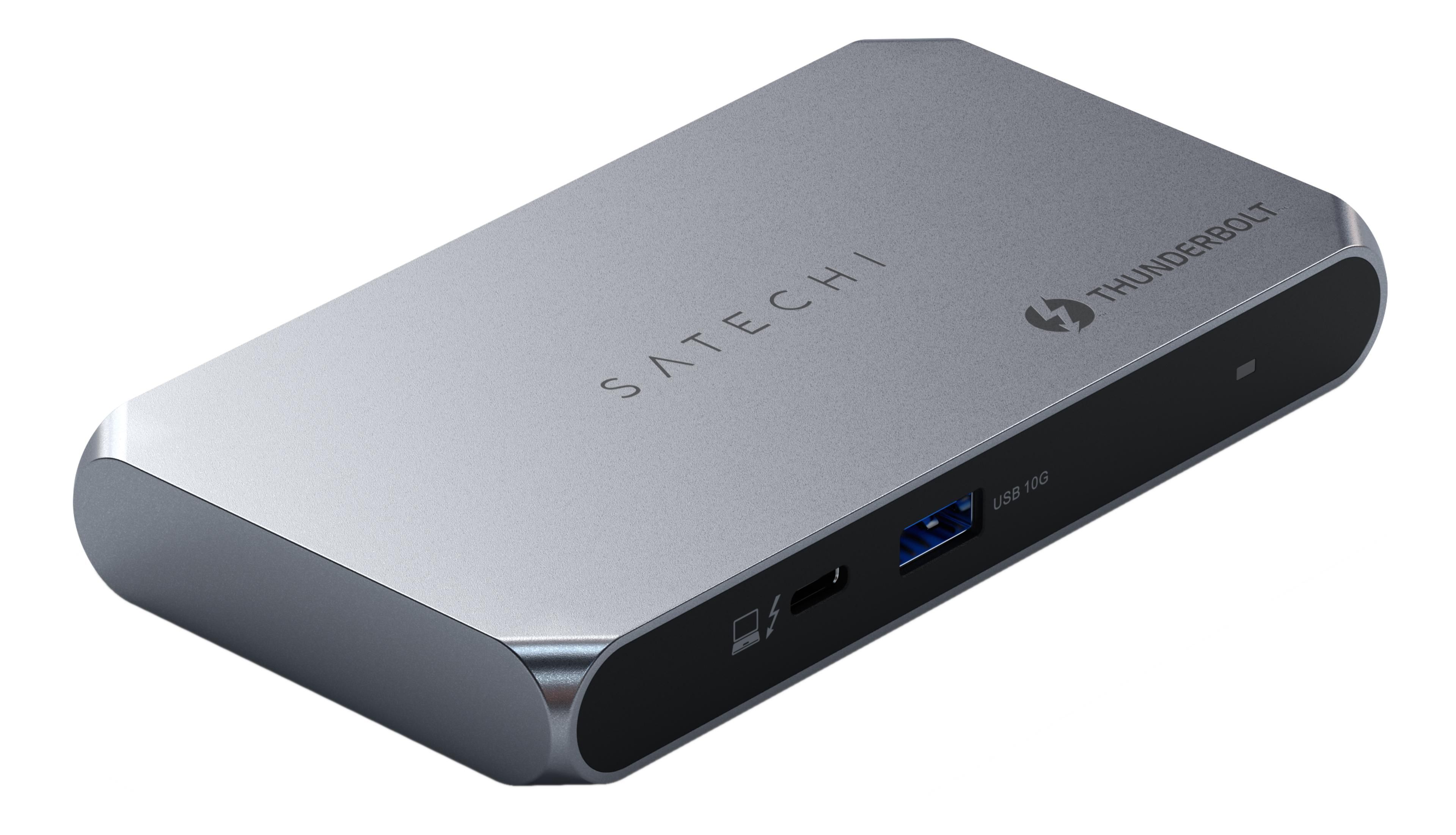 Unità esterna Satechi argento con porte Thunderbolt e USB 10G.