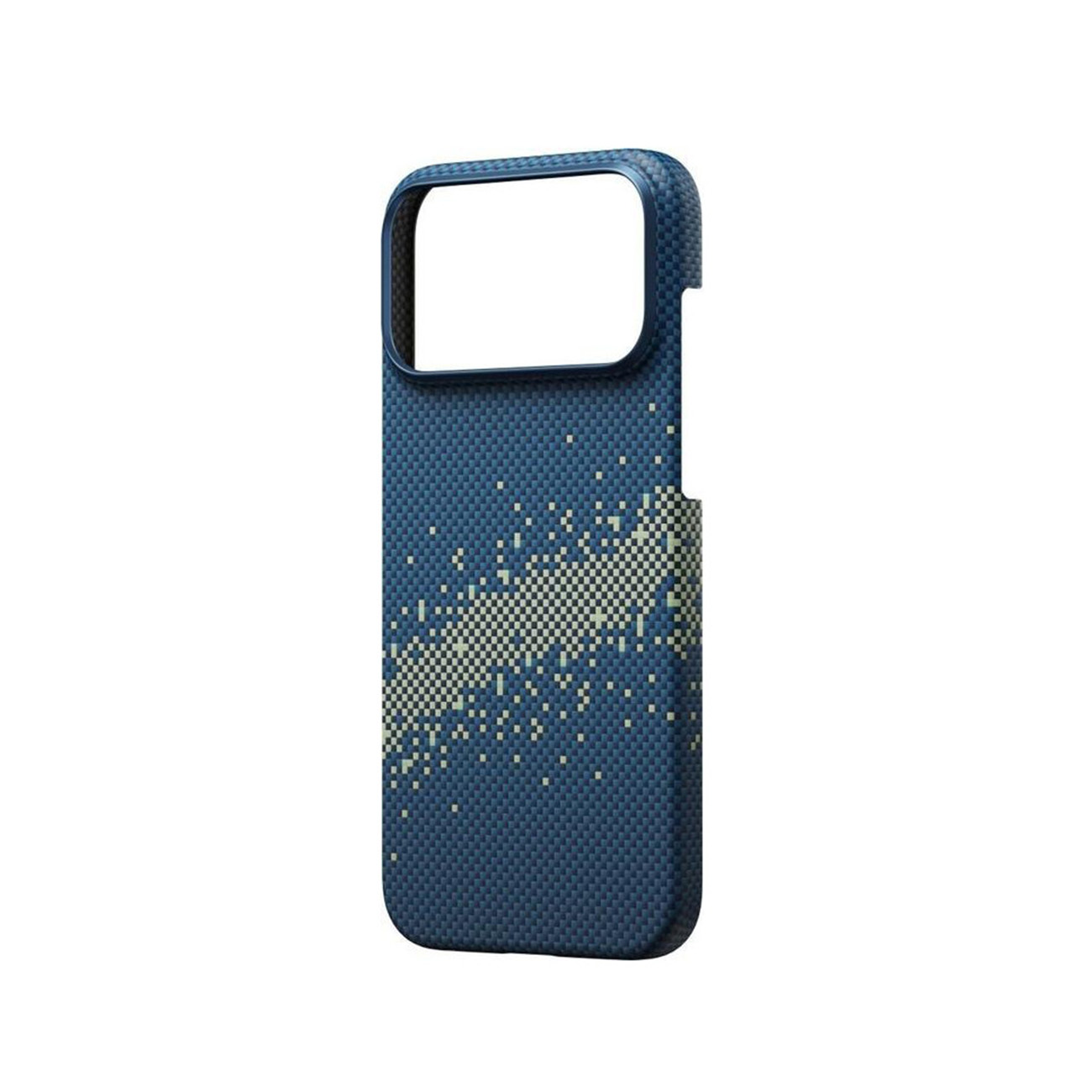 Custodia blu scuro per telefono con motivo digitale.