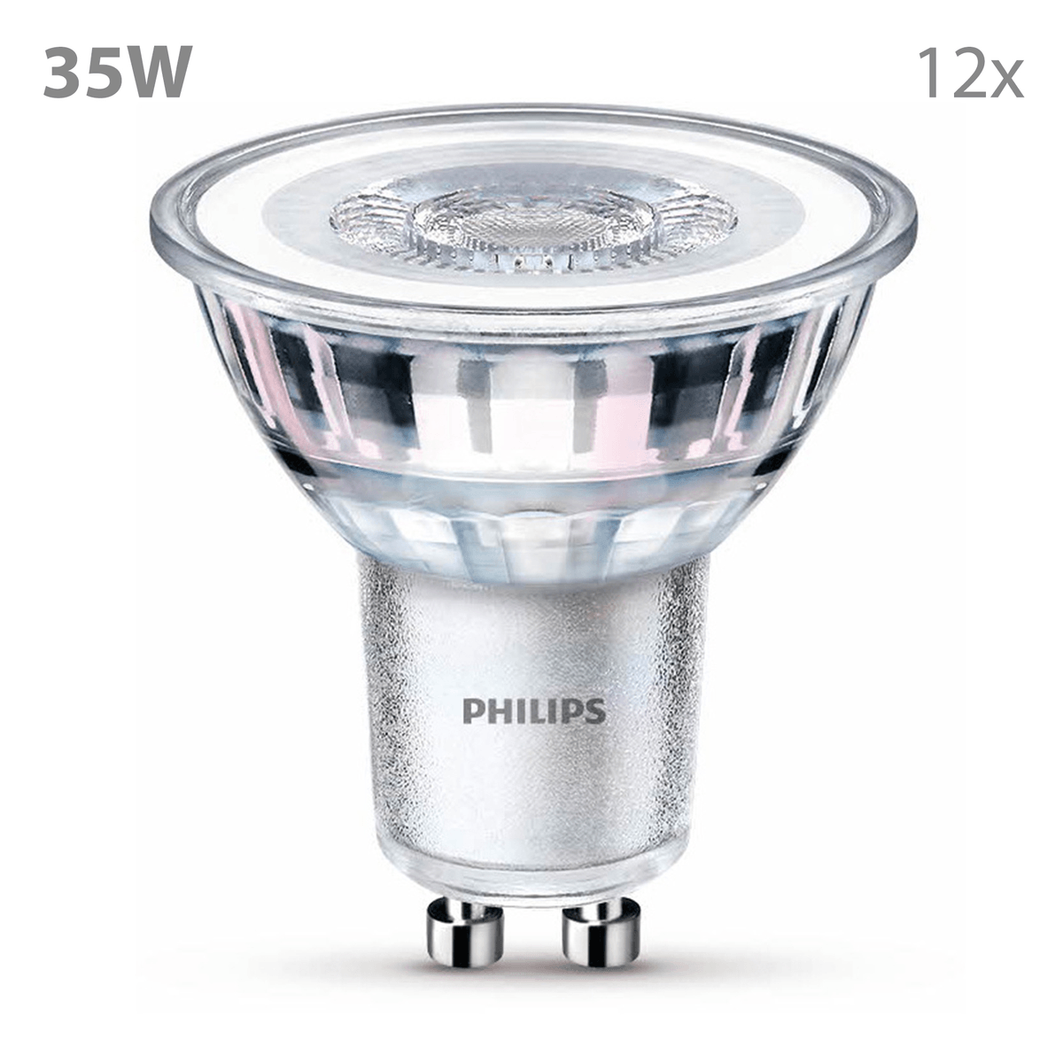 A Philips 35W 12x GU10 LED bulb on a white background.