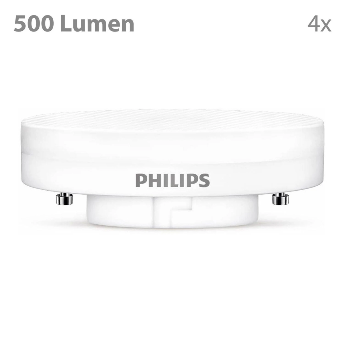 White Philips light bulb, 500 lumens, 4 pack.