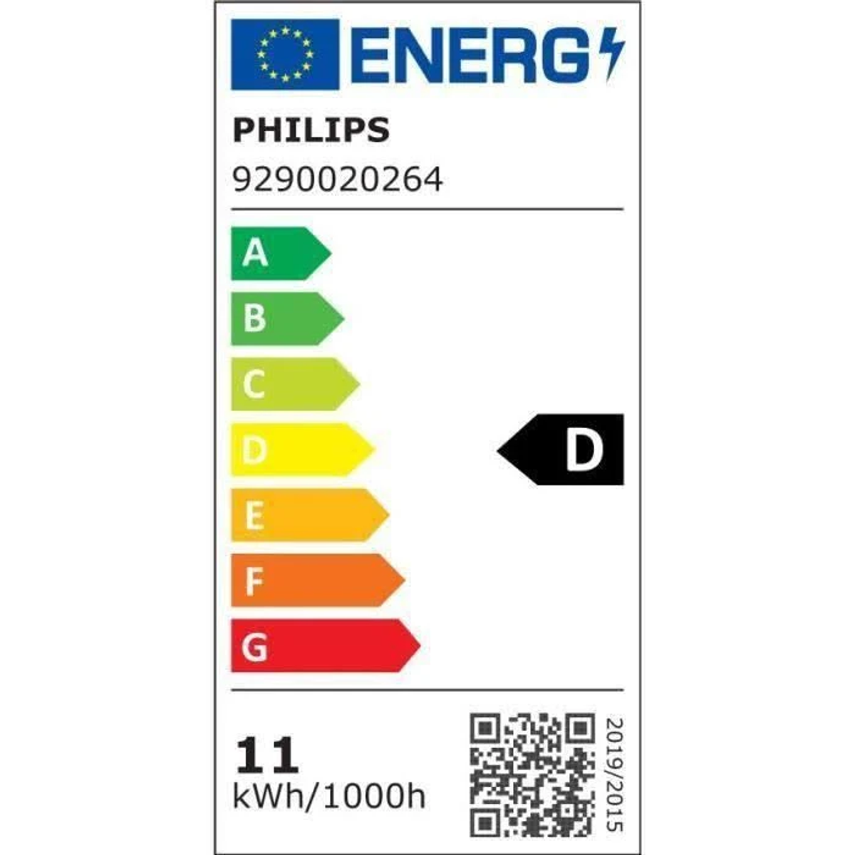 Philips Energieeffizienzlabel mit Skala A-G und Energieklasse D.