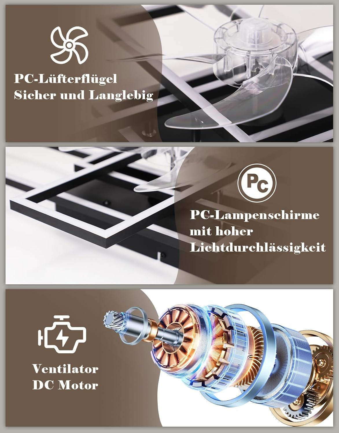 Pale ventola PC, paralumi PC e ventola motore DC.