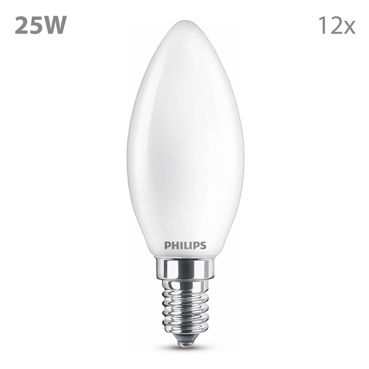 Une ampoule Philips blanche en forme de bougie, culot à vis, 25W, lot de 12.