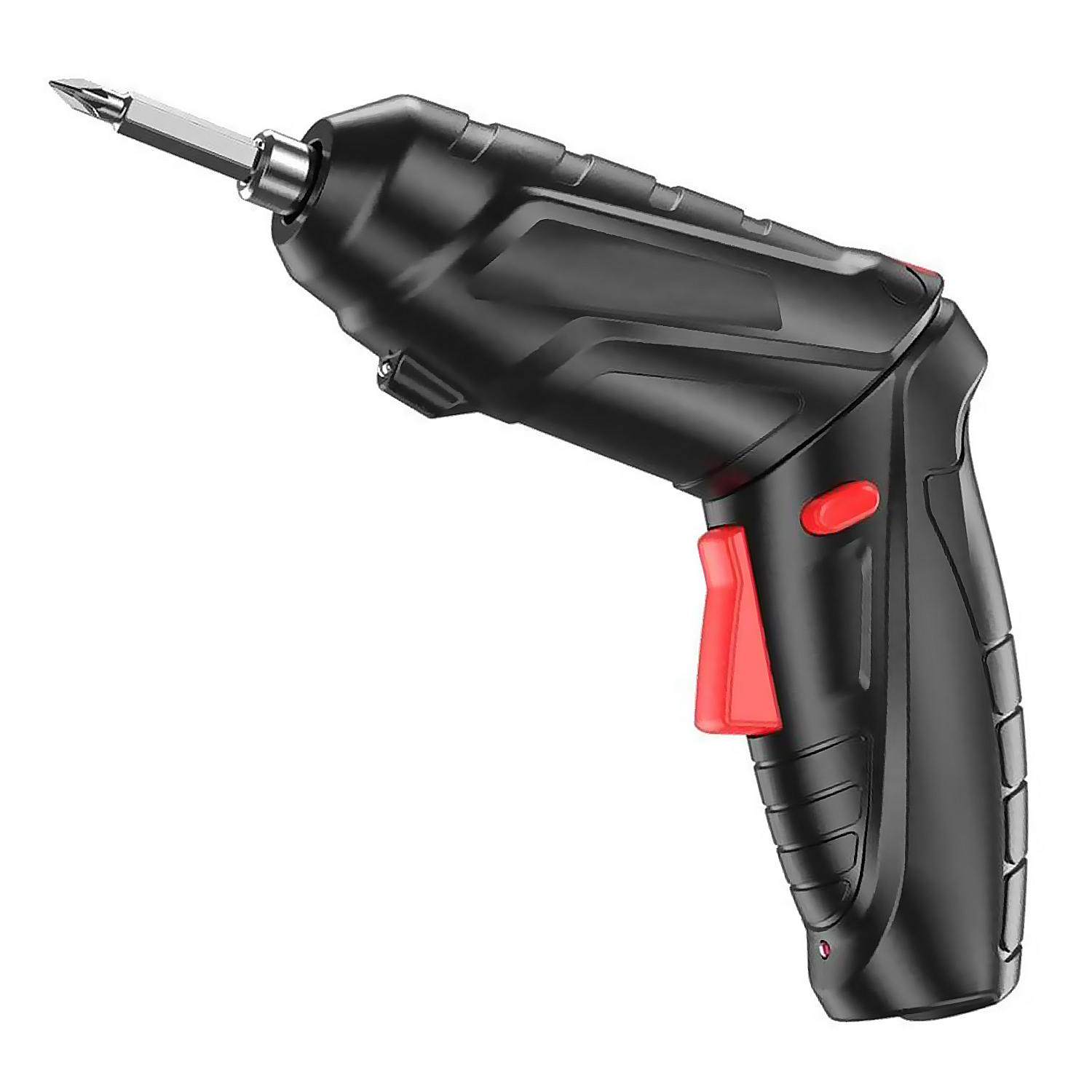 Avvitatore a batteria nero con impugnatura e punta rossi.