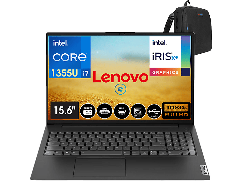 LENOVO V15 Gen4 IRU FHD  883A100GPTR15 Intel Core i7-1355U 40 GB RAM 4 TB SSD 15,6 inç FreeDOS Laptop+Çanta Siyah