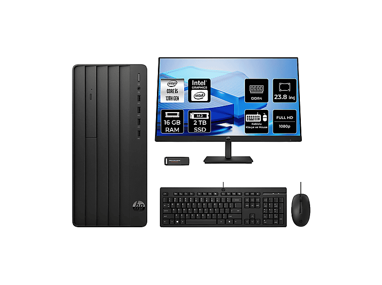 HP Pro Tower 290 G9 23.8" PER4 Bellek B6JD6ESPN543 Intel Core i5 13400 16 GB RAM 2 TB SSD FreeDOS Masaüstü Bilgisayar