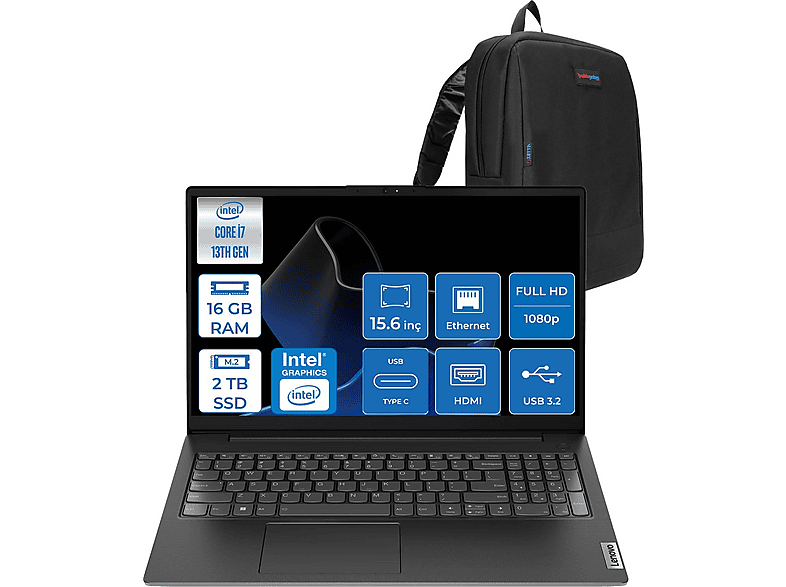 LENOVO V15 G4 IRU FHD 83A100QRTRF14 Intel Core i7-13620H 16 GB RAM 2 TB SSD 15,6 inç FreeDOS Laptop+Çanta Siyah
