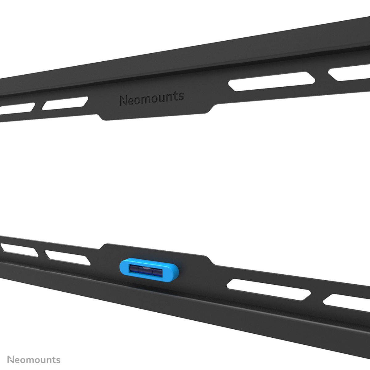Black wall mount with integrated spirit level and "Neomounts" logo.