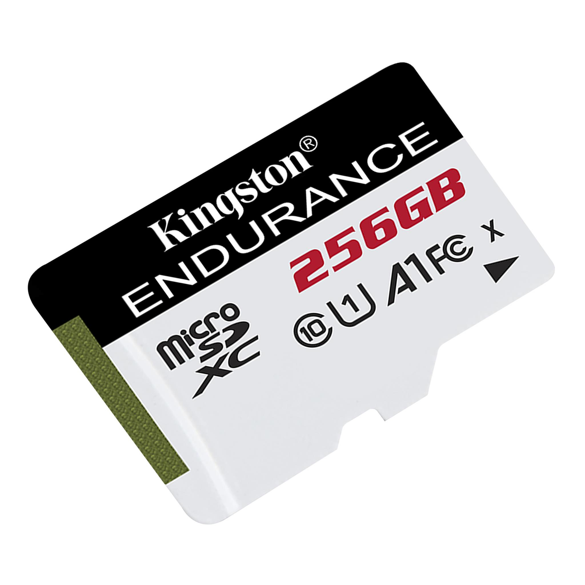 Eine Kingston Endurance 256 GB MicroSDXC-Karte mit A1-Leistung.